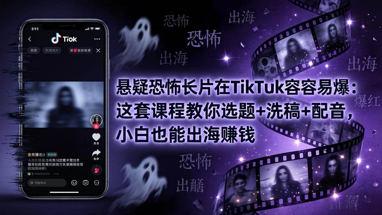 图片[1]-（18220期）悬疑恐怖长片在TikTok最容易爆：这套课程教你选题+洗稿+配音，小白也能出海赚钱