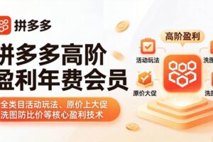 （18063期）拼多多高阶盈利年费会员(更新4月15)：全类目活动玩法、原价上大促、洗图防比价等核心盈利技术-麦资源网