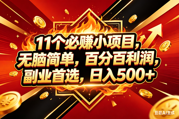 图片[1]-（18189期）11个必赚米小项目，百分百赚米，无脑简单，副业首选，日入500+