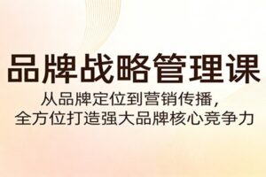 品牌战略管理课：从品牌定位到营销传播，全方位打造强大品牌核心竞争力-麦资源网