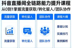 抖音直播间浓缩版视频课程，从0到1掌握直播间流量获取、转化留人、团队协作的全链路能力-麦资源网