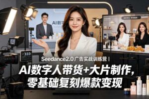 Seedance2.0广告实战训练营｜AI数字人带货+大片制作，零基础复刻爆款变现-麦资源网