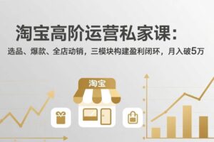 （18095期）淘宝高阶运营私家课（更新26年4月18）：选品、爆款、全店动销，三模块构建盈利闭环，月入破5万-麦资源网