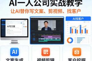 AI一人公司实战教学，让AI替你写文案、剪视频、找客户-麦资源网