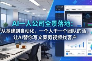 （17939期）AI一人公司全景落地：从基建到自动化，一个人干一个团队的活，让AI替你写文案剪视频找客户-麦资源网