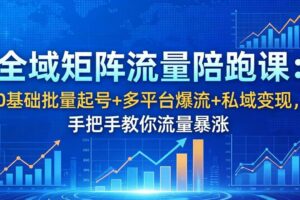 （18156期）全域矩阵流量陪跑课：0基础批量起号+多平台爆流+私域变现，手把手教你流量暴涨-麦资源网