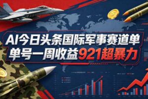 AI今日头条国际军事赛道，单号一周收益921，超暴力-麦资源网