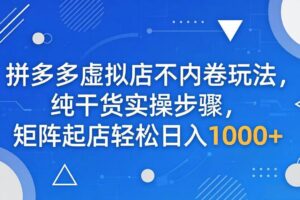 （18152期）拼多多虚拟店不内卷玩法，纯干货实操步骤，矩阵起店轻松日入 1000+-麦资源网