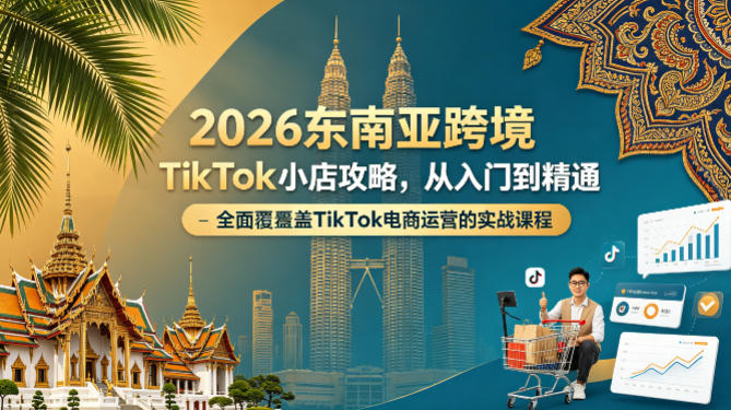 2026东南亚跨境TikTok小店攻略，从入门到精通、*覆盖TikTok电商运营的实战课程（更新4月）