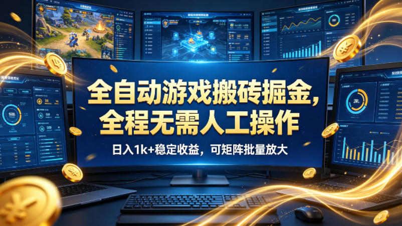 全自动游戏搬砖掘金，全程无需人工操作，日入1k+*，可矩阵批量放大【揭秘】