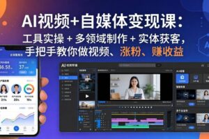 （17891期）AI视频+自媒体变现课：工具实操 + 多领域制作 + 实体获客，手把手教你做视频、涨粉、赚收益-麦资源网