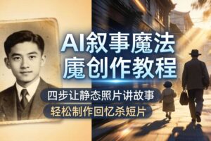 （18208期）AI叙事魔法创作教程，四步让静态照片讲故事，老照片修复加动态特效，轻松制作回忆杀短片-麦资源网