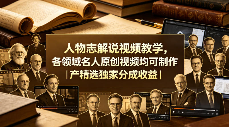 人物志解说视频教学，各领域名人原创视频均可制作丨精选*分成收益