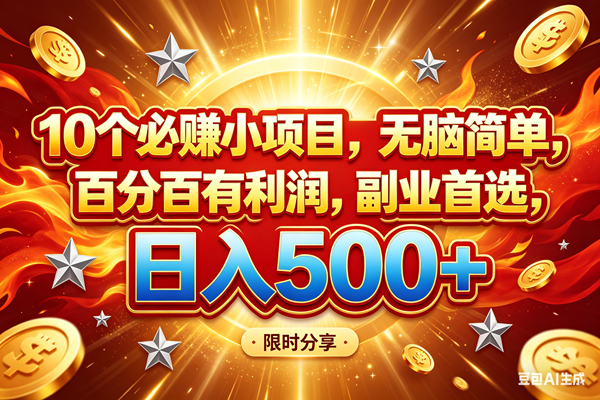 图片[1]-（18092期）10个必赚小项目，百分百赚米，无脑简单，副业首选，日入499+