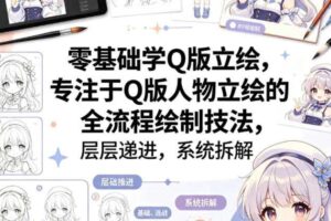 零基础学Q版立绘，专注于Q版人物立绘的全流程绘制技法，层层递进，系统拆解-麦资源网