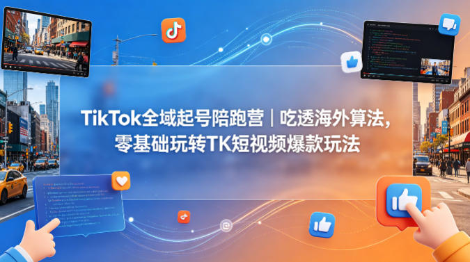 TikTok全域起号陪跑营｜吃透海外算法，零基础玩转TK短视频*玩法