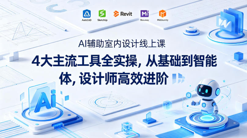 AI辅助室内设计线上课｜4大主流工具全实操，从基础到智能体，设计师*进阶