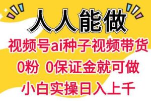 视频号AI种子带货，0粉0保证金就可做，人人能做，实操日入1k+-麦资源网