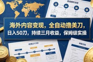 海外内容变现，全自动撸美刀，日入50刀，持续三月收益，保姆级实操【揭秘】-麦资源网