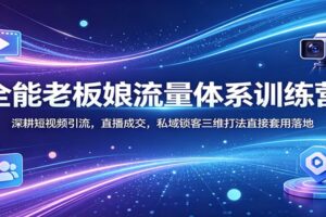 全能老板娘流量体系训练营：深耕短视频引流，直播成交，私域锁客三维打法直接套用落地-麦资源网