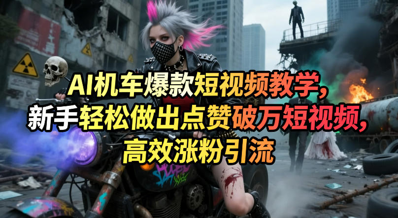 AI机车*短视频教学，新手轻松做出点赞破万短视频，*涨粉引流