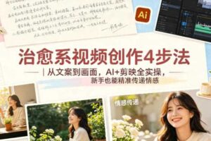 治愈系视频创作4步法｜从文案到画面，AI+剪映全实操，新手也能精准传递情感-麦资源网