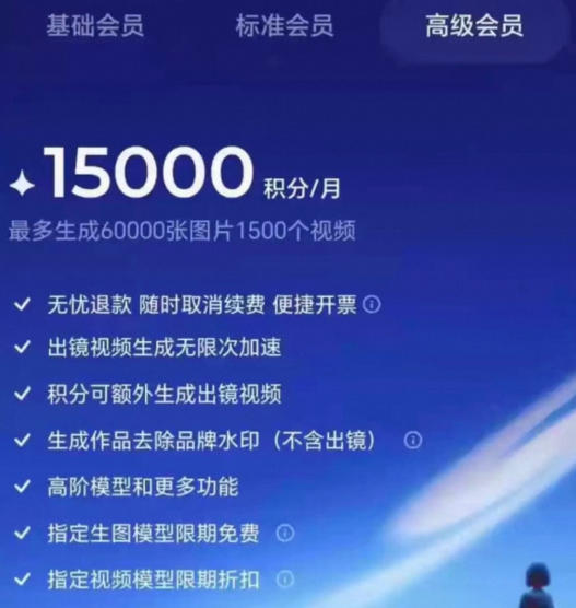 撸即梦积分技术，499充值得15000积分技术，效果自测，不保证*