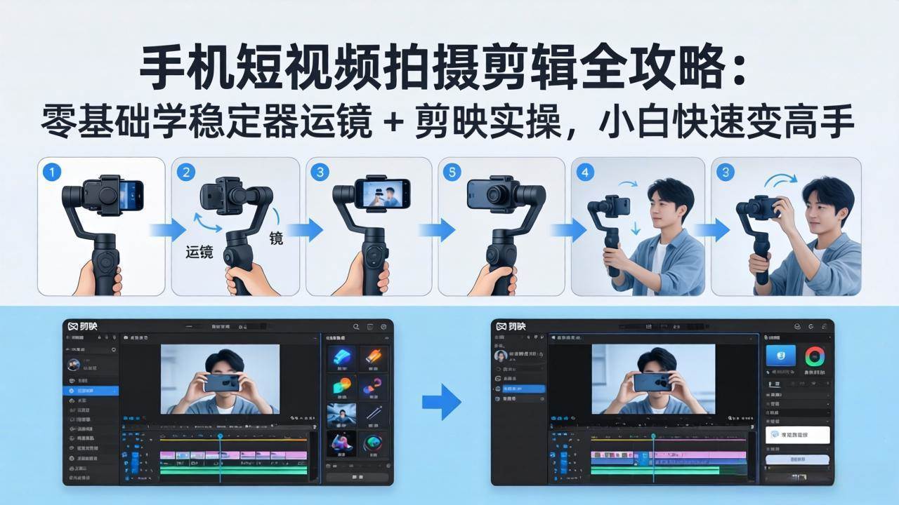 图片[1]-（18003期）手机短视频拍摄剪辑全攻略：零基础学稳定器运镜 + 剪映实操，小白快速变高手