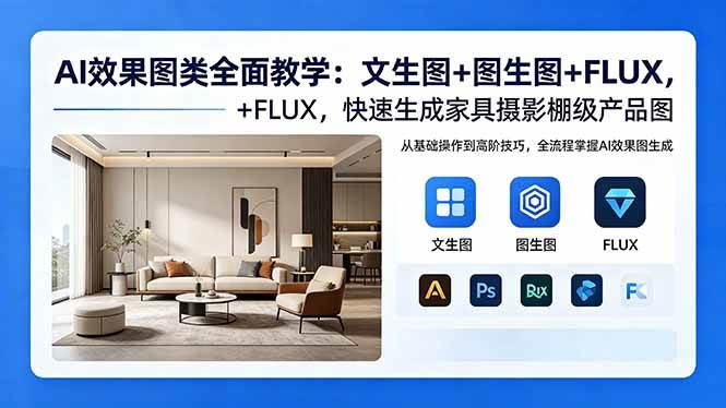 图片[1]-（18452期）AI效果图类全面教学：文生图+图生图+FLUX，快速生成家具摄影棚级产品图