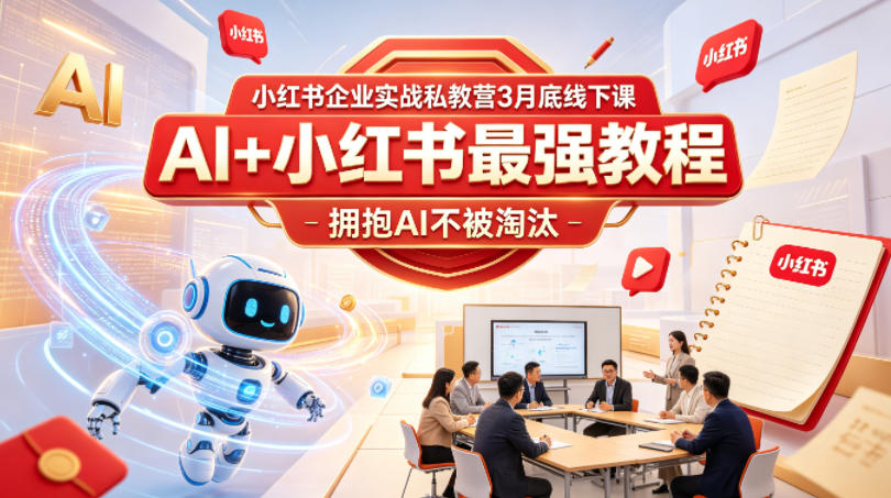 小红书企业实战私教营3月底线下课，AI+小红书*教程，拥抱AI不被淘汰