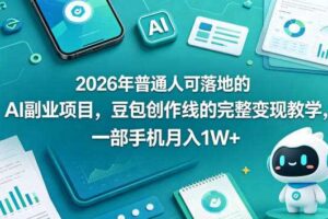 2026年普通人可落地的AI副业项目，豆包创作线的完整变现教学，一部手机月入1W+-麦资源网