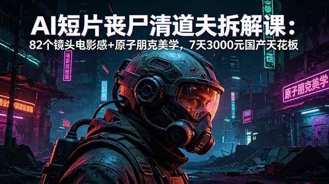 图片[1]-（18649期）AI短片《丧尸清道夫》拆解课：82个镜头电影感+原子朋克美学，7天3000元国产天花板