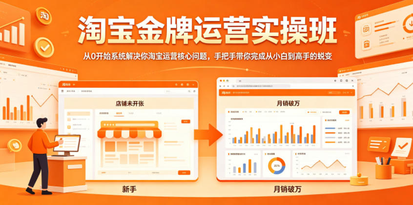 淘宝*运营实操班，从0开始系统解决你淘宝运营*问题，手把手带你完成从小白到高手的蜕变
