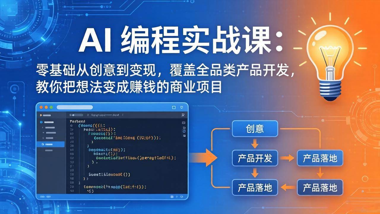 图片[1]-（18469期）AI编程实战课-第三期-5月9更新：零基础从创意到变现，覆盖全品类产品开发，把想法变成赚钱项目