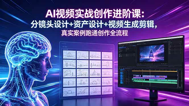 图片[1]-（18596期）AI视频实战创作进阶课：分镜头设计+资产设计+视频生成剪辑，真实案例跑通创作全流程