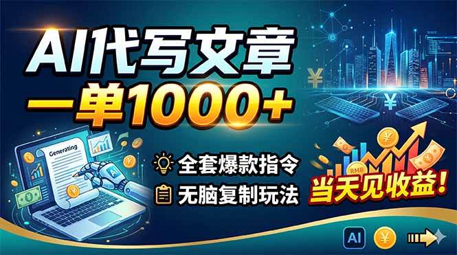 图片[1]-（18575期）AI代写文章，一单1000+，全套爆款指令+无脑复制玩法，当天见收益！