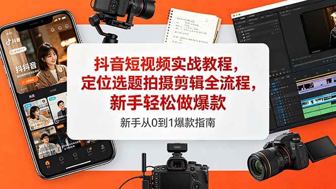 图片[1]-（18524期）抖音短视频实战教程，定位选题拍摄剪辑全流程，新手轻松做爆款