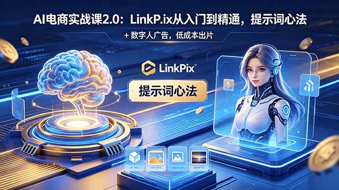 图片[1]-（18655期）AI 电商实战课2.0｜LinkPix 从入门到精通，提示词心法 + 数字人广告，低成本出片
