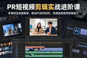PR短视频剪辑实战进阶课，多案例全技能精讲，联动PS协同创作，快速练就商用剪辑能力-麦资源网