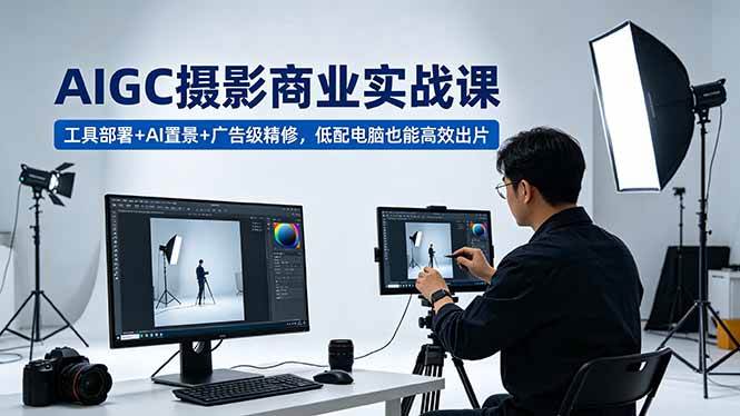 图片[1]-（18434期）AIGC 摄影商业实战课，工具部署+AI置景+广告级精修，低配电脑也能高效出片