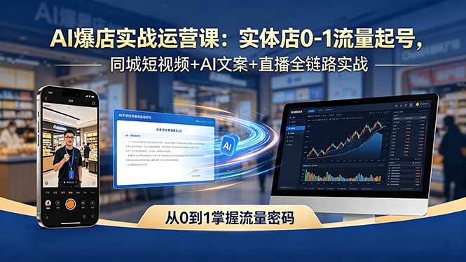 图片[1]-（18451期）AI爆店实战运营课：实体店0-1流量起号，同城短视频+AI文案+直播全链路实战
