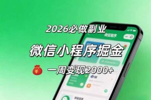 （18356期）2026微信小程序掘金，简单好上手，一周变现2000+-麦资源网