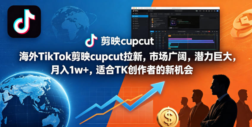 海外TikTok剪映cupcut拉新，市场广阔，潜力巨大，月入1w+，适合TK创作者的新机会-麦资源网