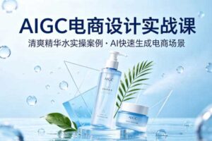 AIGC电商设计实战课，以清爽精华水为实操案例，教你用AI快速生成电商场景-麦资源网