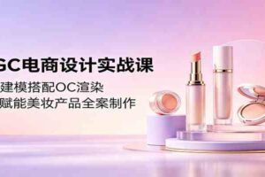 AIGC电商设计实战课：C4D建模搭配OC渲染，即梦赋能美妆产品全案制作-麦资源网