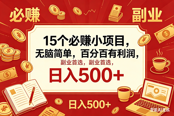 图片[1]-（18390期）15个必赚钱的小项目，百分百赚米，无脑简单，副业首选，日入600+