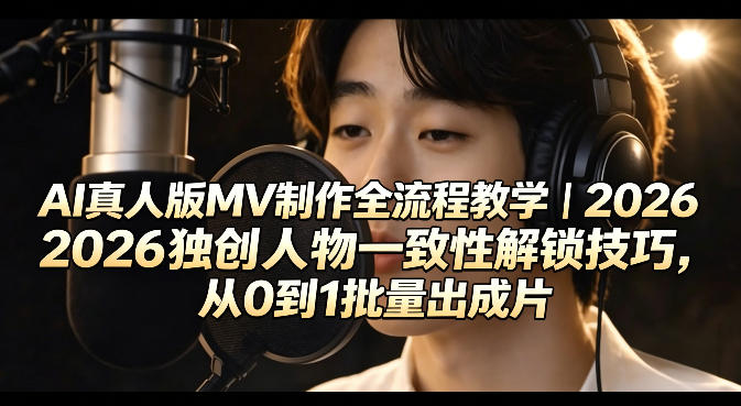 AI真人版MV制作全流程教学｜2026*人物一致性解锁技巧，从0到1批量出成片