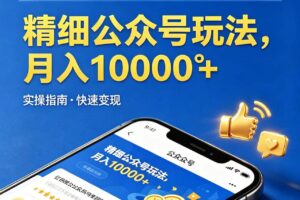 （18283期）精细公众号玩法，月入10000+，实操指南，快速变现-麦资源网