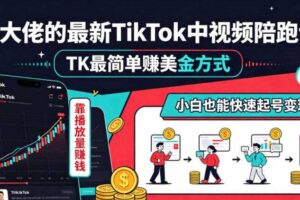 某大佬的最新TikTok中视频陪跑课，TK最简单賺美金方式，靠播放量賺钱，小白也能快速起号变现-麦资源网