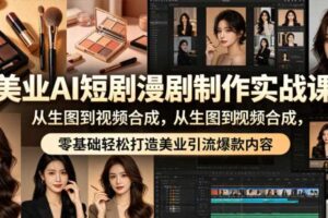 美业AI短剧漫剧制作实战课，从生图到视频合成，零基础轻松打造美业引流爆款内容-麦资源网